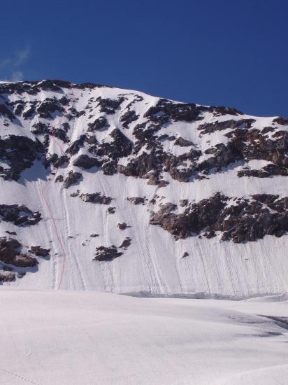 Le tracé de la face nord Dôme des Paltières